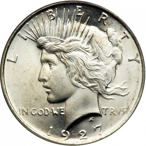 1 dollar Obverse Image minted in UNITED STATES in 1927D (Peace)  - The Coin Database