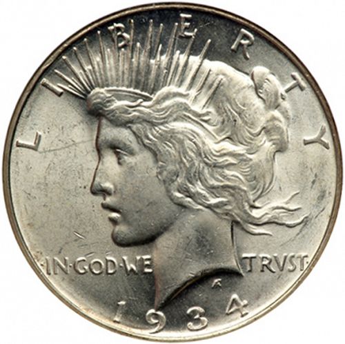 1 dollar Obverse Image minted in UNITED STATES in 1934D (Peace)  - The Coin Database