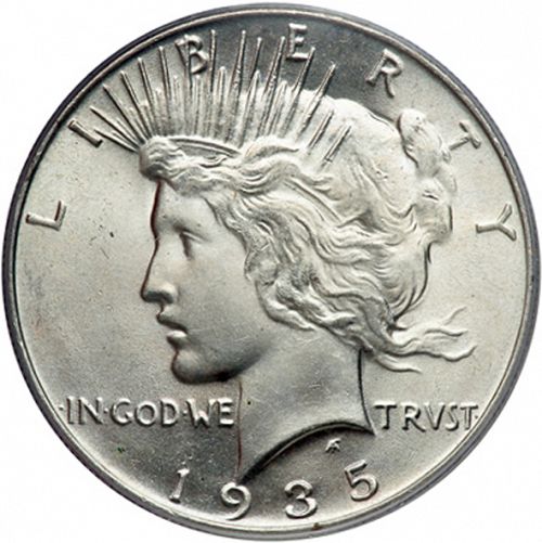 1 dollar Obverse Image minted in UNITED STATES in 1935 (Peace)  - The Coin Database