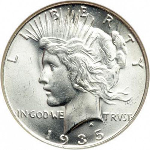 1 dollar Obverse Image minted in UNITED STATES in 1935S (Peace)  - The Coin Database