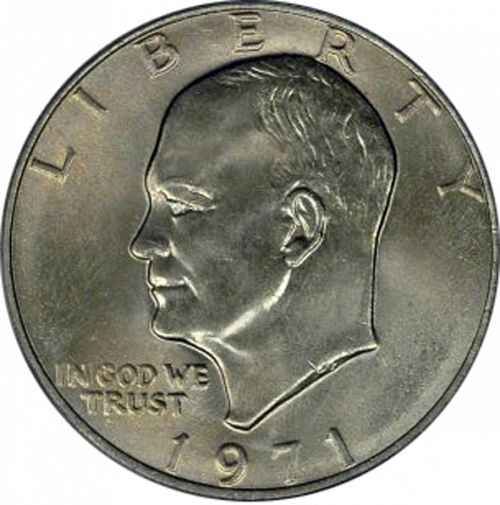 1 dollar Obverse Image minted in UNITED STATES in 1971 (Eisenhower)  - The Coin Database