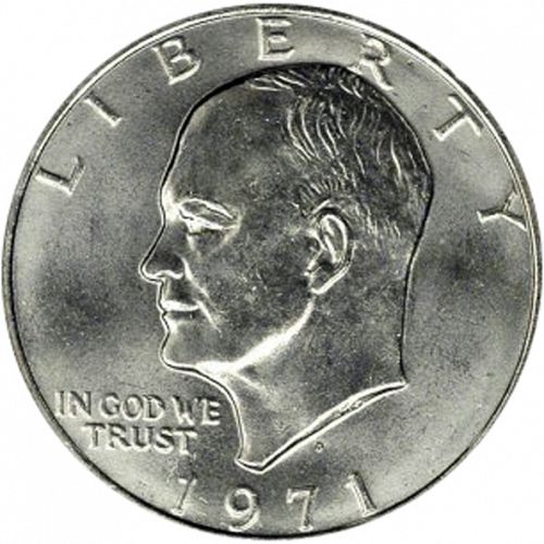 1 dollar Obverse Image minted in UNITED STATES in 1971D (Eisenhower)  - The Coin Database