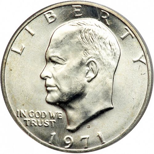 1 dollar Obverse Image minted in UNITED STATES in 1971S (Eisenhower)  - The Coin Database