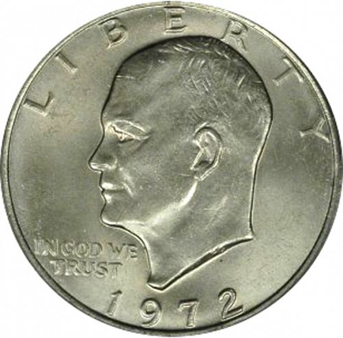 1 dollar Obverse Image minted in UNITED STATES in 1972 (Eisenhower)  - The Coin Database
