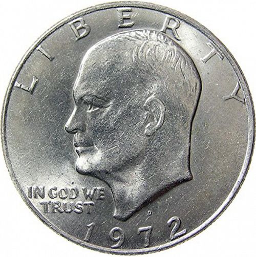 1 dollar Obverse Image minted in UNITED STATES in 1972D (Eisenhower)  - The Coin Database