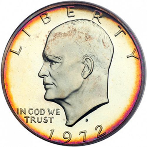 1 dollar Obverse Image minted in UNITED STATES in 1972S (Eisenhower)  - The Coin Database