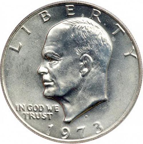 1 dollar Obverse Image minted in UNITED STATES in 1973D (Eisenhower)  - The Coin Database