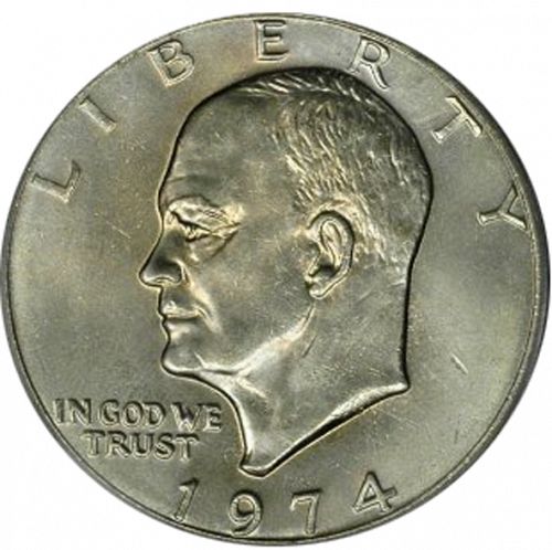 1 dollar Obverse Image minted in UNITED STATES in 1974 (Eisenhower)  - The Coin Database