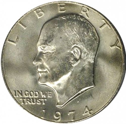 1 dollar Obverse Image minted in UNITED STATES in 1974D (Eisenhower)  - The Coin Database