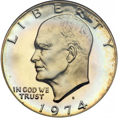 1 dollar Obverse Image minted in UNITED STATES in 1974S (Eisenhower)  - The Coin Database
