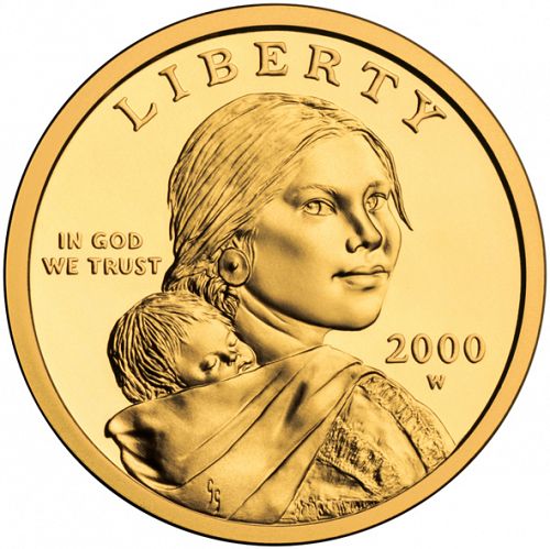 1 dollar Obverse Image minted in UNITED STATES in 2000W (Sacagawea)  - The Coin Database