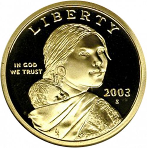 1 dollar Obverse Image minted in UNITED STATES in 2003S (Sacagawea)  - The Coin Database