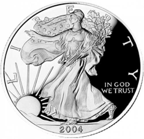 Bullion Obverse Image minted in UNITED STATES in 2004W (American Eagle - Silver Dollar)  - The Coin Database