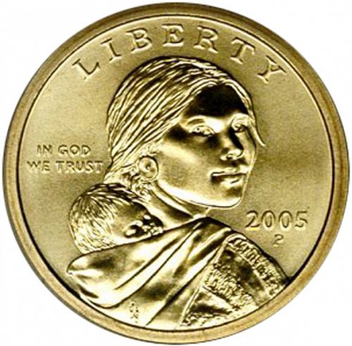 1 dollar Obverse Image minted in UNITED STATES in 2005D (Sacagawea)  - The Coin Database