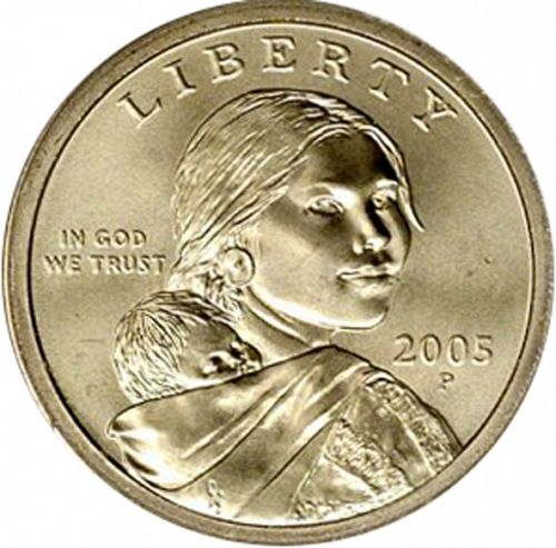 1 dollar Obverse Image minted in UNITED STATES in 2005P (Sacagawea)  - The Coin Database