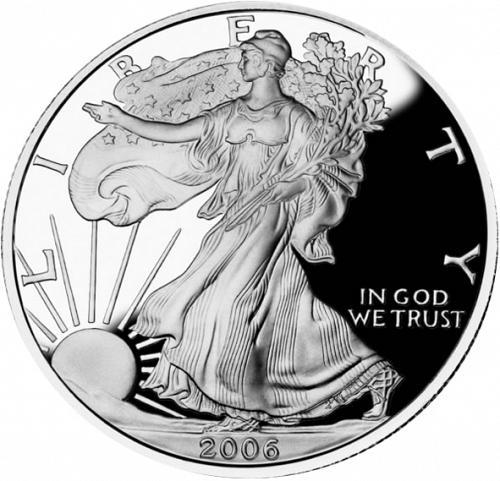 Bullion Obverse Image minted in UNITED STATES in 2006W (American Eagle - Silver Dollar)  - The Coin Database