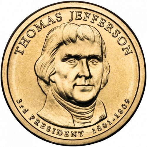 1 dollar Obverse Image minted in UNITED STATES in 2007D (President Jefferson)  - The Coin Database