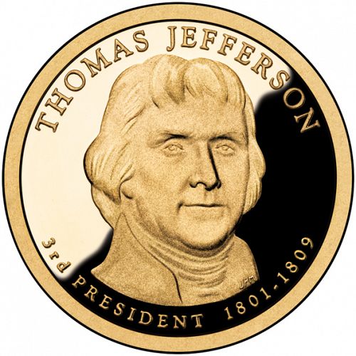 1 dollar Obverse Image minted in UNITED STATES in 2007S (President Jefferson)  - The Coin Database