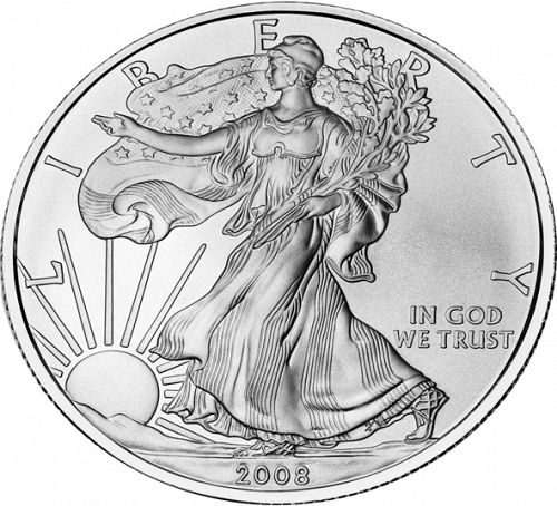 Bullion Obverse Image minted in UNITED STATES in 2008 (American Eagle - Silver Dollar)  - The Coin Database
