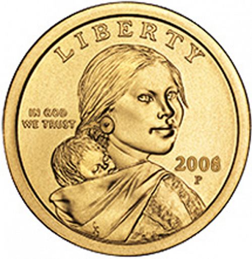 1 dollar Obverse Image minted in UNITED STATES in 2008P (Sacagawea)  - The Coin Database