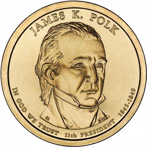 1 dollar Obverse Image minted in UNITED STATES in 2009D (President James K. Polk)  - The Coin Database