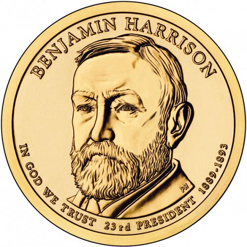 1 dollar Obverse Image minted in UNITED STATES in 2012D (President Benjamin Harrison)  - The Coin Database