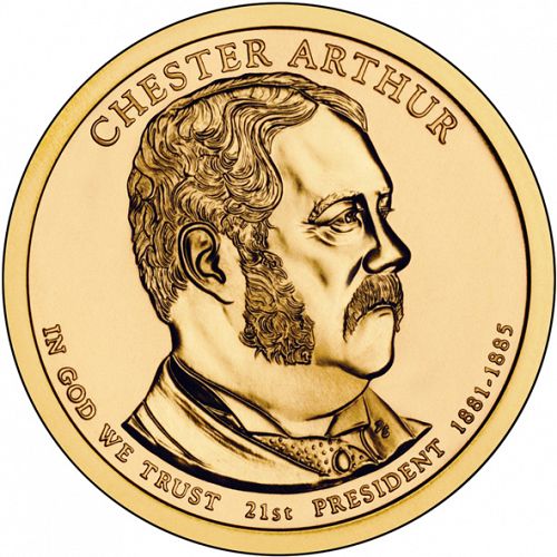 1 dollar Obverse Image minted in UNITED STATES in 2012P (President Chester Arthur)  - The Coin Database