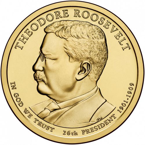 1 dollar Obverse Image minted in UNITED STATES in 2013D (President Theodore Roosevelt)  - The Coin Database