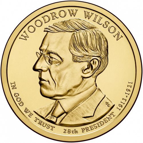 1 dollar Obverse Image minted in UNITED STATES in 2013D (President Woodrow Wilson)  - The Coin Database