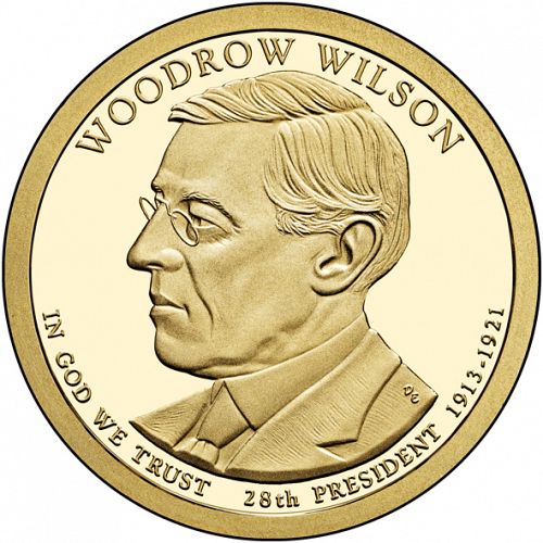 1 dollar Obverse Image minted in UNITED STATES in 2013S (President Woodrow Wilson)  - The Coin Database