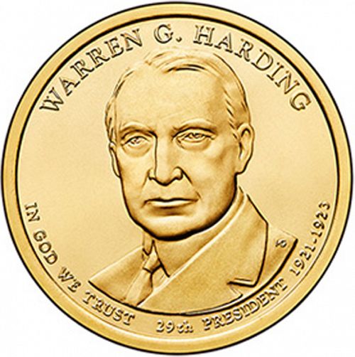 1 dollar Obverse Image minted in UNITED STATES in 2014D (President Warren G. Harding)  - The Coin Database