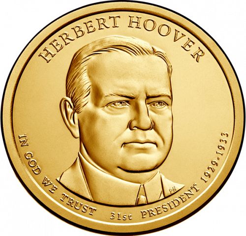 1 dollar Obverse Image minted in UNITED STATES in 2014D (President Herbert Hoover)  - The Coin Database