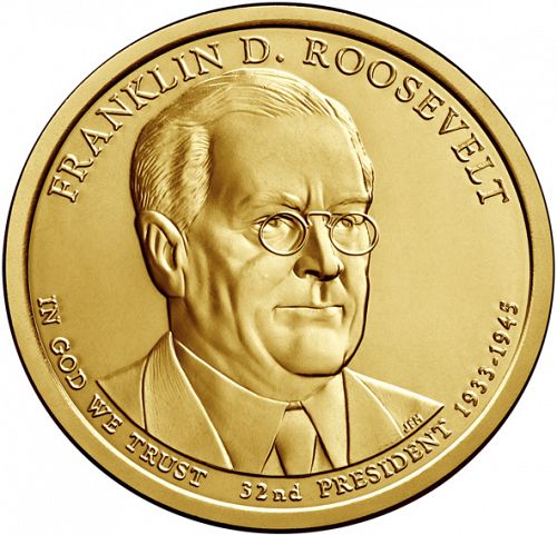 1 dollar Obverse Image minted in UNITED STATES in 2014D (President Franklin D. Roosevelt)  - The Coin Database