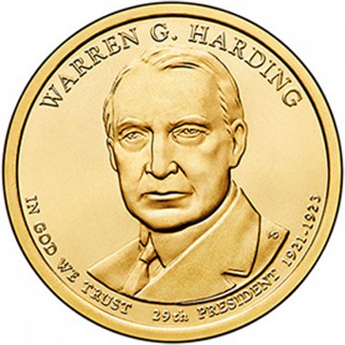 1 dollar Obverse Image minted in UNITED STATES in 2014P (President Warren G. Harding)  - The Coin Database