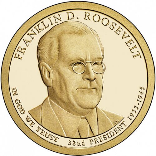 1 dollar Obverse Image minted in UNITED STATES in 2014S (President Franklin D. Roosevelt)  - The Coin Database