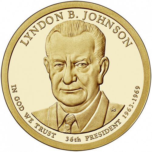 1 dollar Obverse Image minted in UNITED STATES in 2015S (President Lyndon B. Johnson)  - The Coin Database