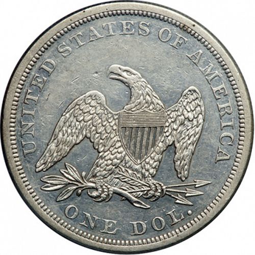 1 dollar Reverse Image minted in UNITED STATES in 1865 (Seated Liberty - No motto)  - The Coin Database
