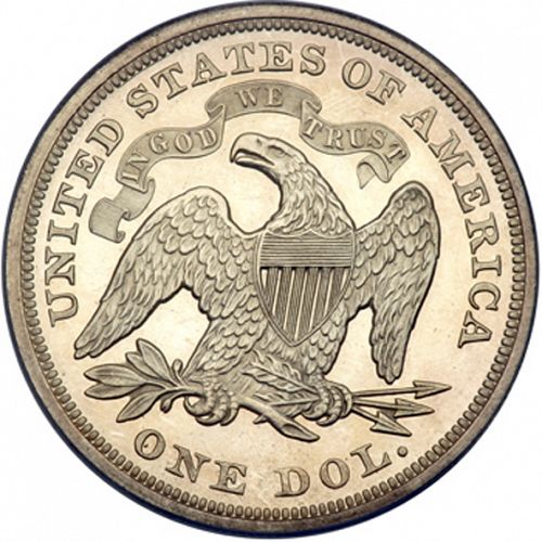 1 dollar Reverse Image minted in UNITED STATES in 1866 (Seated Liberty - Motto added on reverse)  - The Coin Database