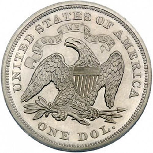 1 dollar Reverse Image minted in UNITED STATES in 1868 (Seated Liberty - Motto added on reverse)  - The Coin Database