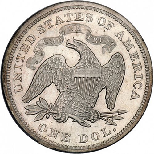 1 dollar Reverse Image minted in UNITED STATES in 1869 (Seated Liberty - Motto added on reverse)  - The Coin Database
