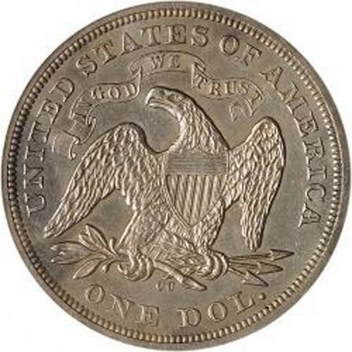 1 dollar Reverse Image minted in UNITED STATES in 1870CC (Seated Liberty - Motto added on reverse)  - The Coin Database