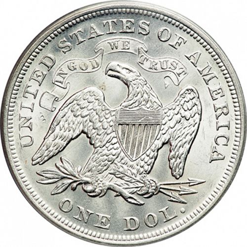 1 dollar Reverse Image minted in UNITED STATES in 1871 (Seated Liberty - Motto added on reverse)  - The Coin Database
