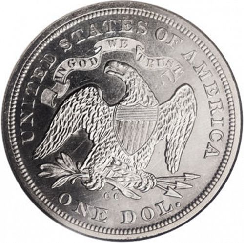 1 dollar Reverse Image minted in UNITED STATES in 1871CC (Seated Liberty - Motto added on reverse)  - The Coin Database