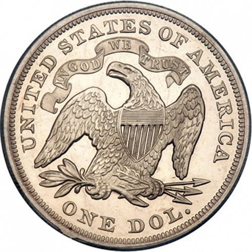 1 dollar Reverse Image minted in UNITED STATES in 1872 (Seated Liberty - Motto added on reverse)  - The Coin Database