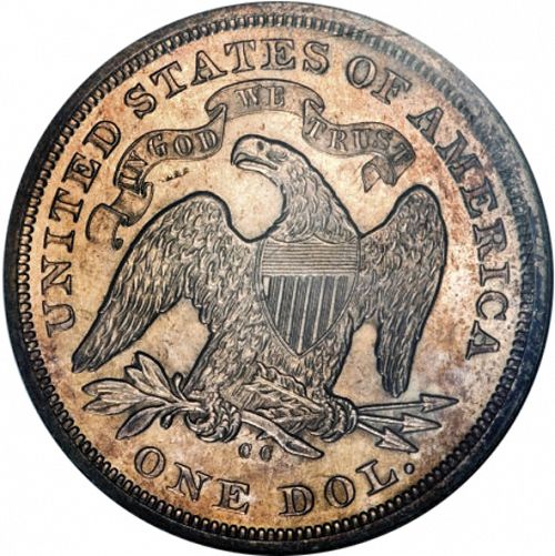 1 dollar Reverse Image minted in UNITED STATES in 1872CC (Seated Liberty - Motto added on reverse)  - The Coin Database
