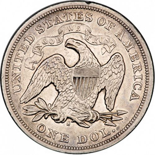 1 dollar Reverse Image minted in UNITED STATES in 1872S (Seated Liberty - Motto added on reverse)  - The Coin Database