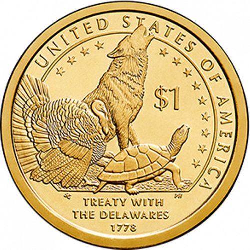 1 dollar Reverse Image minted in UNITED STATES in 2013D (Sacagawea - The Delware Treaty ( 1778 ))  - The Coin Database