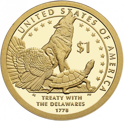 1 dollar Reverse Image minted in UNITED STATES in 2013S (Sacagawea - The Delware Treaty ( 1778 ))  - The Coin Database
