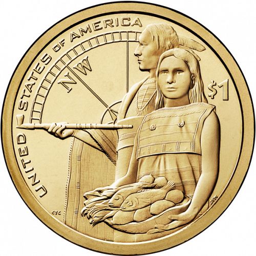 1 dollar Reverse Image minted in UNITED STATES in 2014D (Sacagawea - Native Hospitality ( Lewis and Clark Expedition ))  - The Coin Database