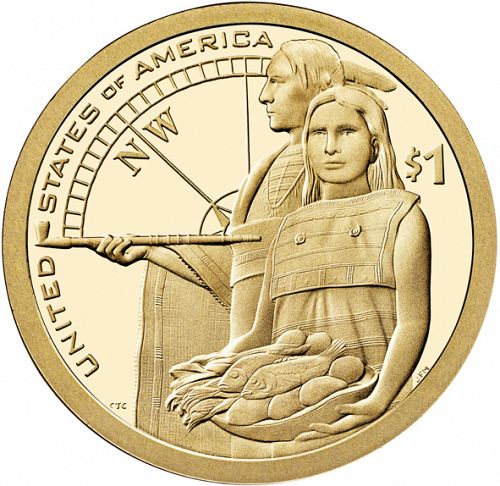 1 dollar Reverse Image minted in UNITED STATES in 2014S (Sacagawea - Native Hospitality ( Lewis and Clark Expedition ))  - The Coin Database